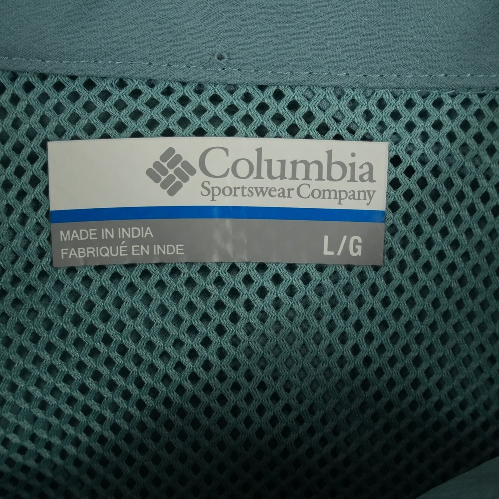 Columbia PFG Button Up Shirt Mens L Blue Green Omni-Shade Ripstop Vented Fishing - Picture 8 of 11